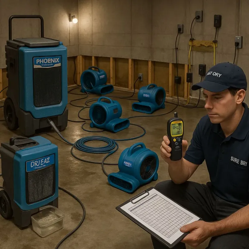 Structural Drying and Dehumidification process in Homeland, CA